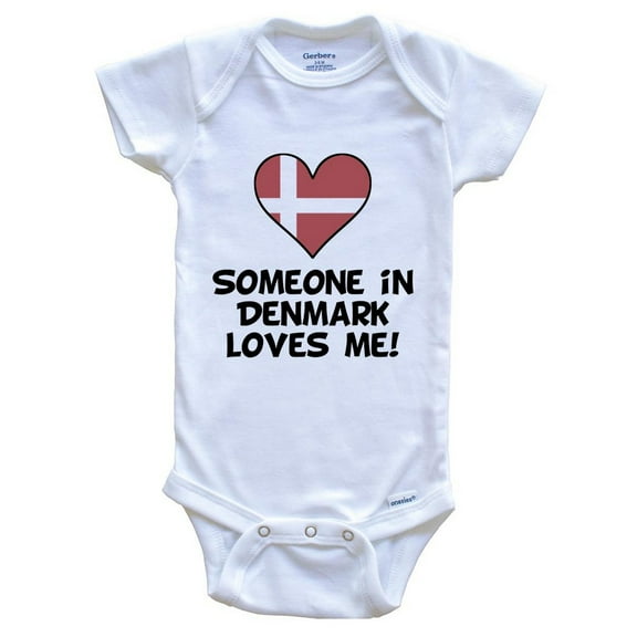 Someone In Denmark Loves Me Danish Flag Heart Baby Bodysuit, 0-3 Months White