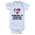 thumbnail image 1 of Someone In Denmark Loves Me Danish Flag Heart Baby Bodysuit, 3-6 Months White, 1 of 2