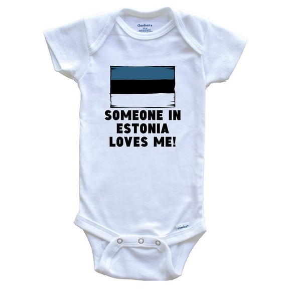 Someone In Estonia Loves Me Estonian Flag Baby Bodysuit