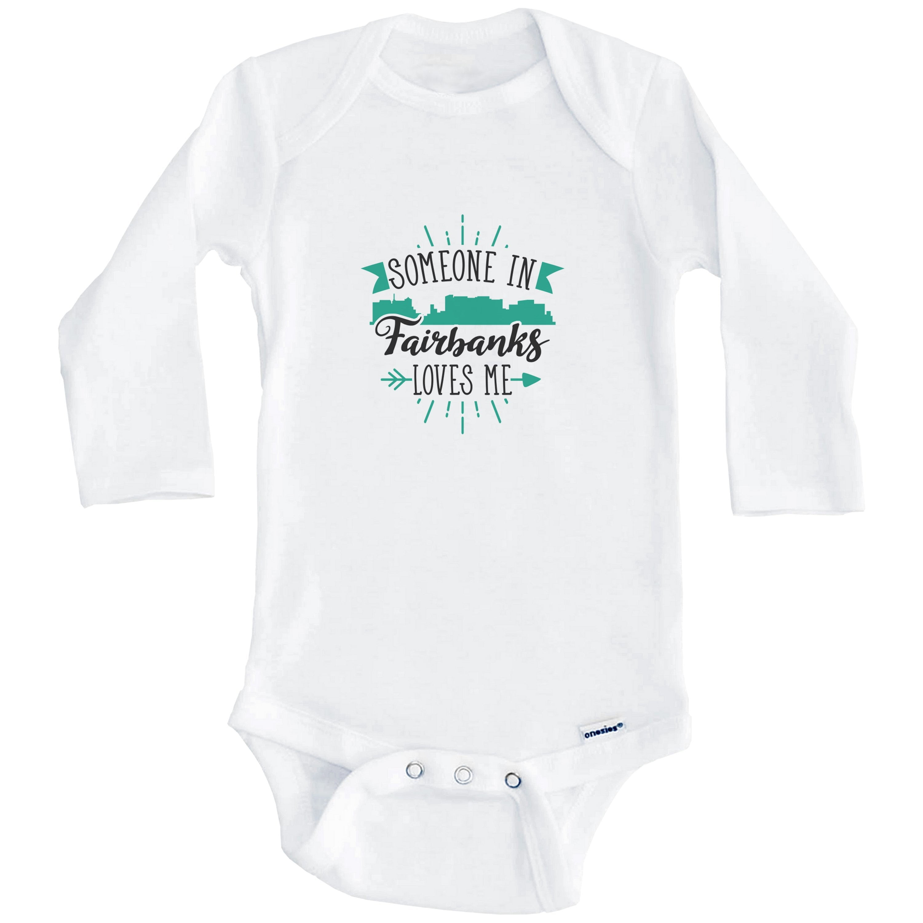 Someone In Fairbanks Loves Me Fairbanks AK Skyline One Piece Baby Bodysuit (Long Sleeve), 3-6 Months White