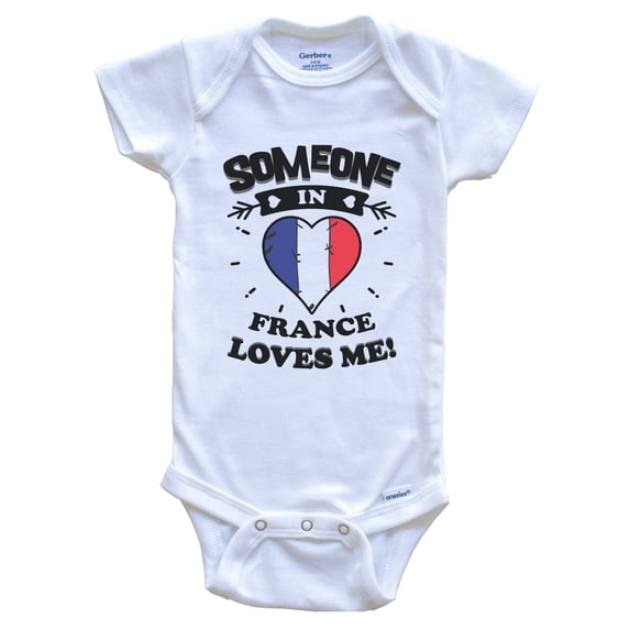 Someone In France Loves Me French Flag Heart Baby Bodysuit