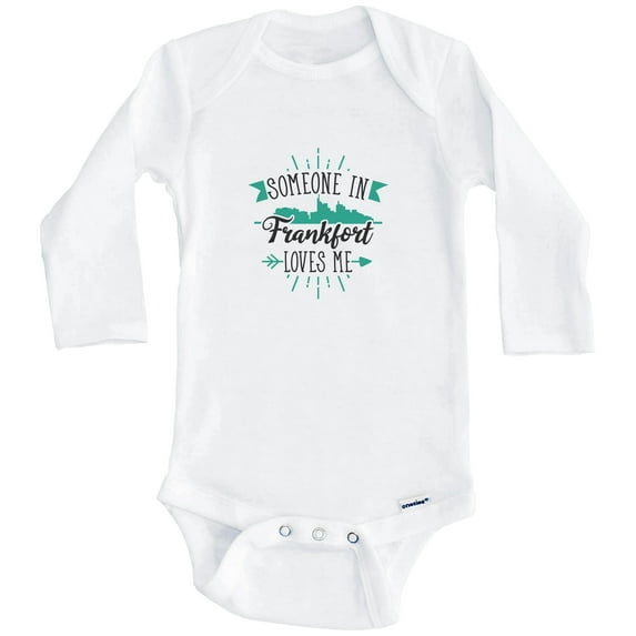 Someone In Frankfort Loves Me Frankfort KY Skyline One Piece Baby Bodysuit (Long Sleeve), 3-6 Months White