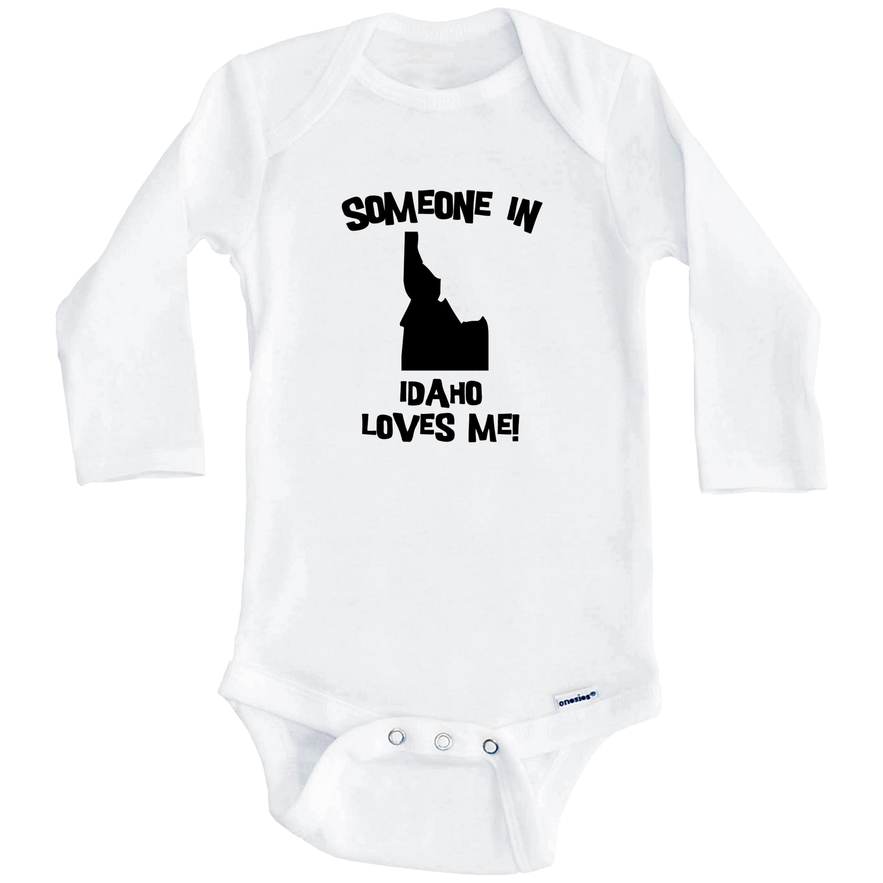 Someone In Idaho Loves Me State Silhouette Cute One Piece Baby Bodysuit - One Piece Baby Bodysuit (Long Sleeve), 0-3 Months White