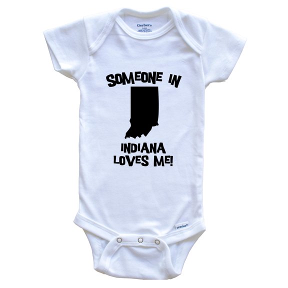 Someone In Indiana Loves Me State Silhouette Cute Baby Bodysuit - One Piece Baby Bodysuit, 3-6 Months White