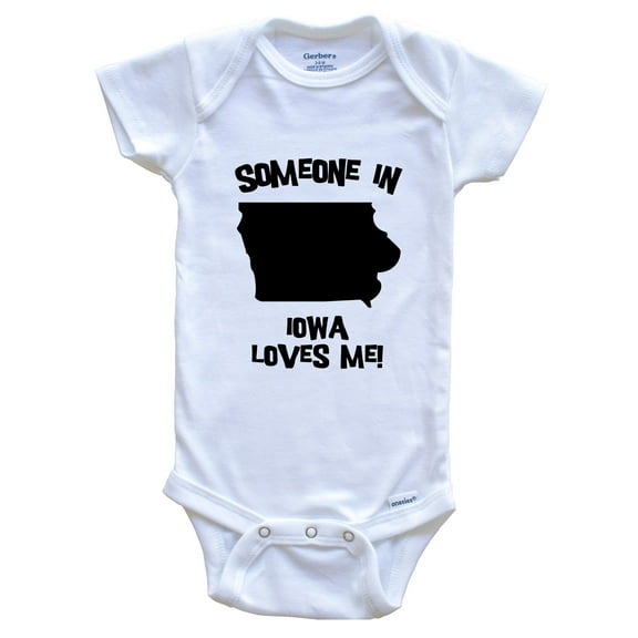 Someone In Iowa Loves Me State Silhouette Cute Baby Bodysuit - One Piece Baby Bodysuit, 0-3 Months White