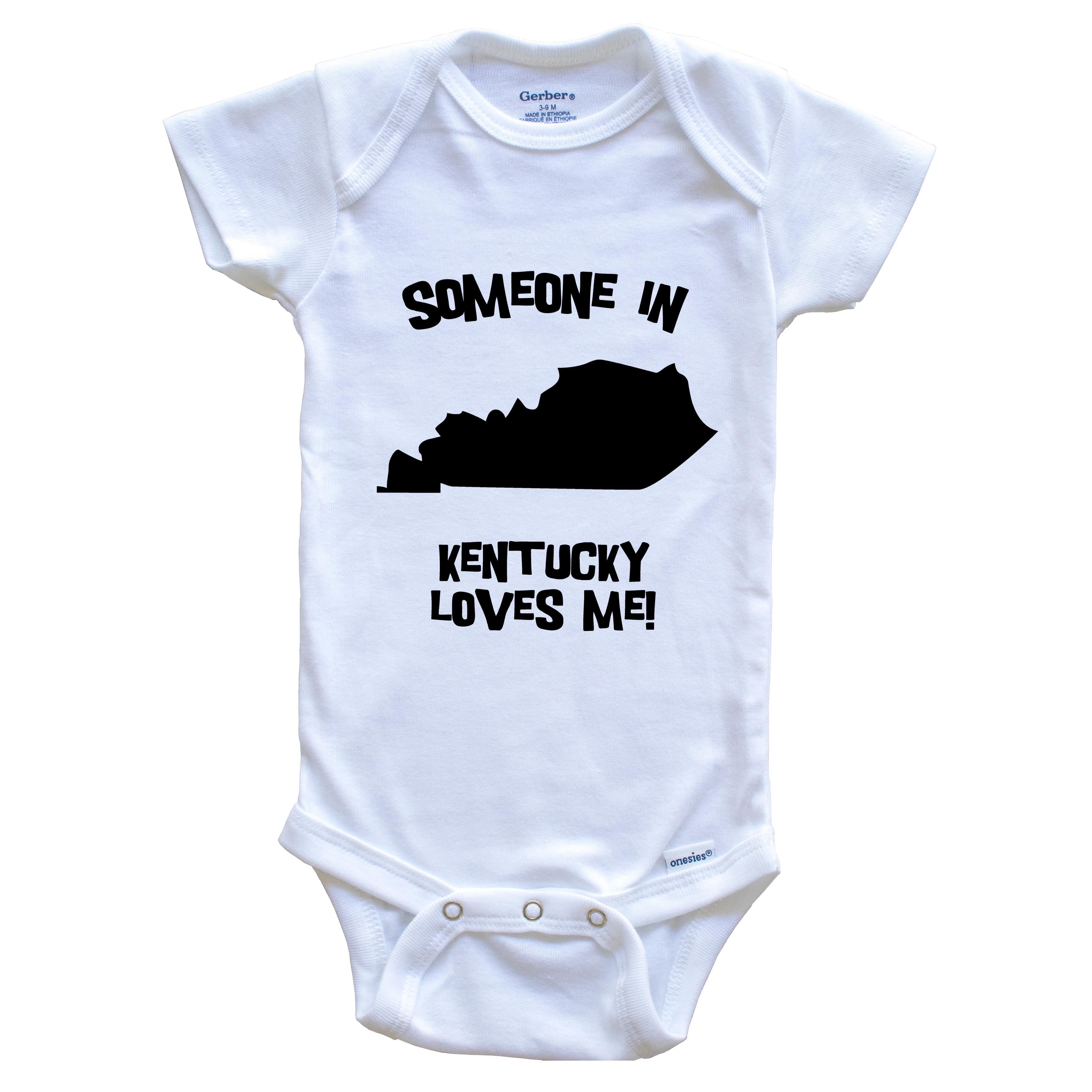 Someone In Kentucky Loves Me State Silhouette Cute Baby Bodysuit - One Piece Baby Bodysuit, 3-6 Months White