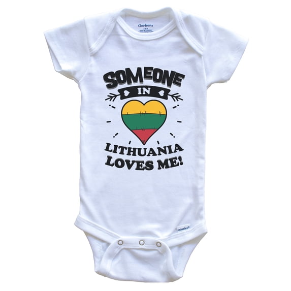 Someone In Lithuania Loves Me Lithuanian Flag Heart Baby Bodysuit