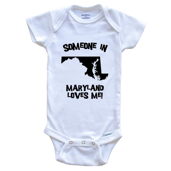 Someone In Maryland Loves Me State Silhouette Cute Baby Bodysuit - One Piece Baby Bodysuit, 6-9 Months White