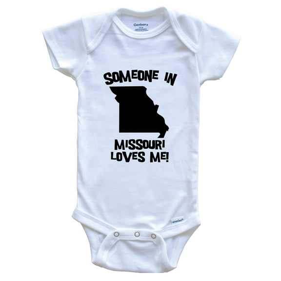 Someone In Missouri Loves Me State Silhouette Cute Baby Bodysuit - One Piece Baby Bodysuit, 3-6 Months White