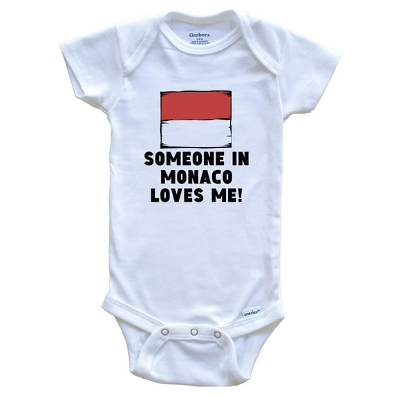 Someone In Monaco Loves Me Monacan Flag Baby Bodysuit