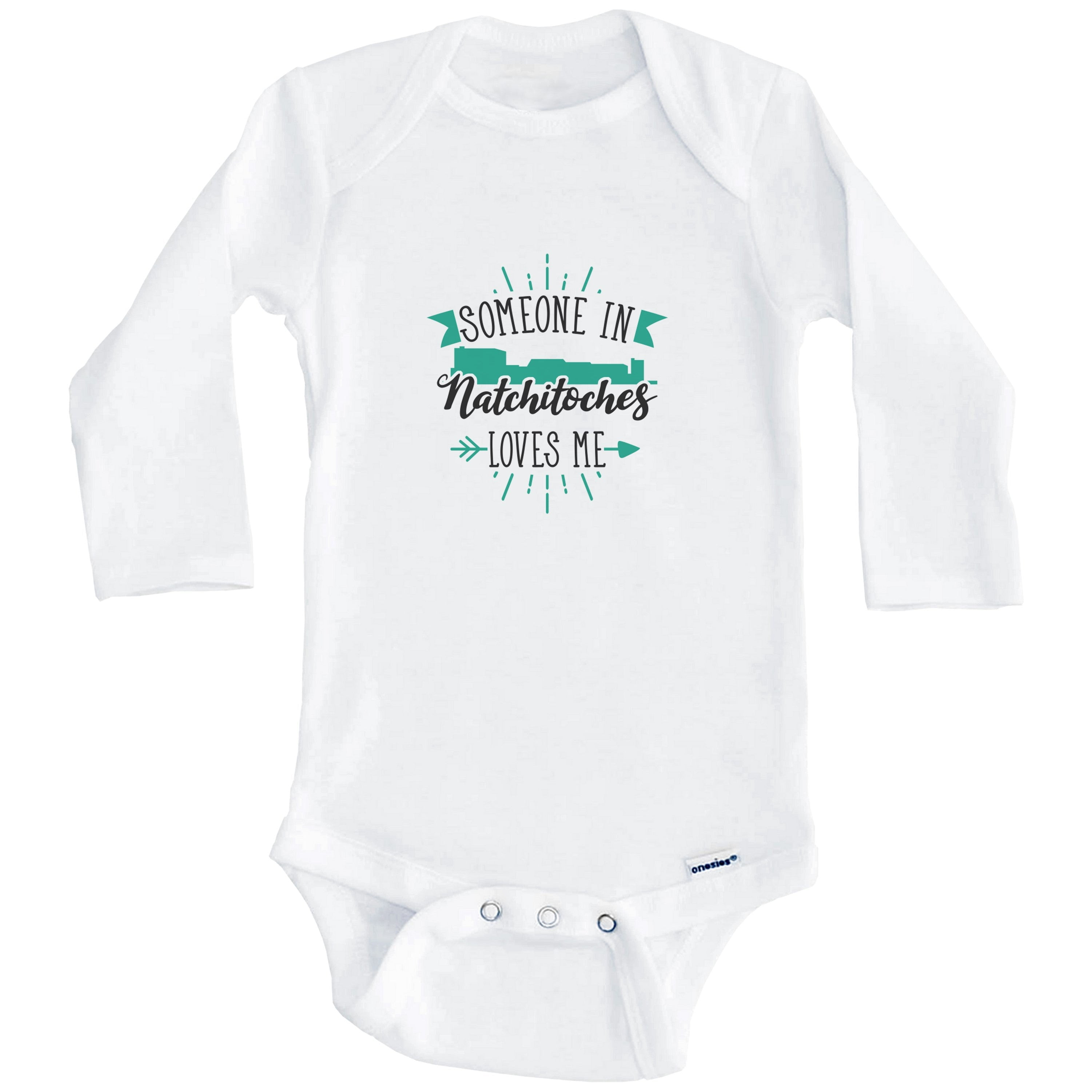 Someone In Natchitoches Loves Me Natchitoches LA Skyline One Piece Baby Bodysuit (Long Sleeve), 6-9 Months White