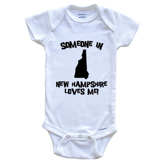 Someone In New Hampshire Loves Me State Silhouette Cute Baby Bodysuit - One Piece Baby Bodysuit, 6-9 Months White