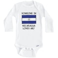 thumbnail image 1 of Someone In Nicaragua Loves Me Nicaraguan Flag One Piece Baby Bodysuit (Long Sleeve), 6-9 Months White, 1 of 1