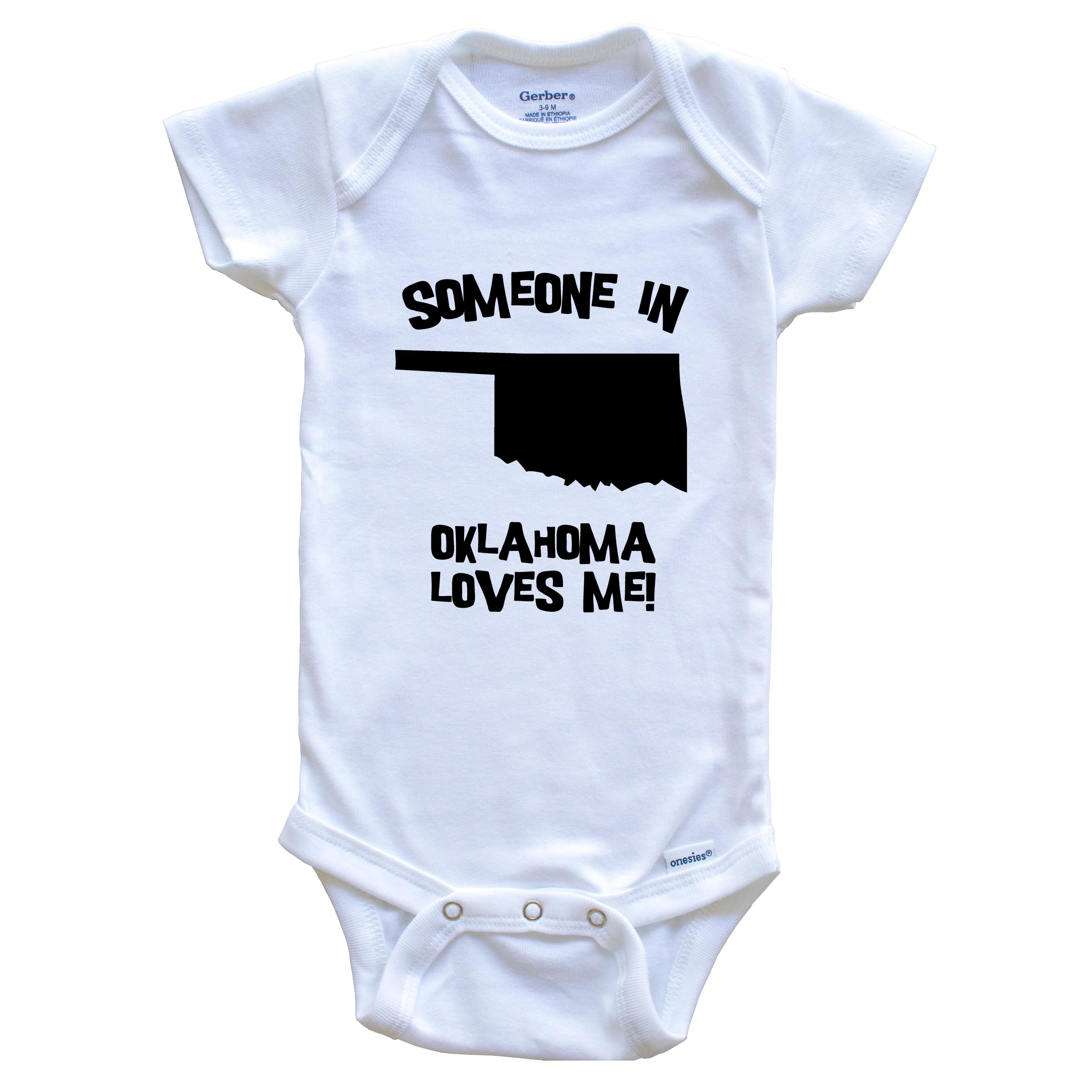 Someone In Oklahoma Loves Me State Silhouette Cute Baby Bodysuit - One Piece Baby Bodysuit, 0-3 Months White