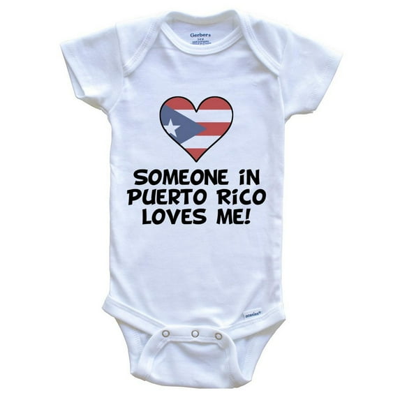 Someone In Puerto Rico Loves Me Puerto Rican Flag Heart Baby Bodysuit, 0-3 Months White