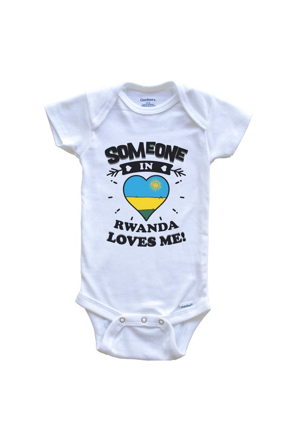 Someone In Rwanda Loves Me Rwandan Flag Heart Baby Bodysuit