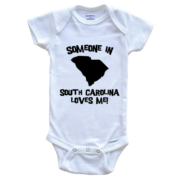 Someone In South Carolina Loves Me State Silhouette Cute Baby Bodysuit - One Piece Baby Bodysuit, 6-9 Months White