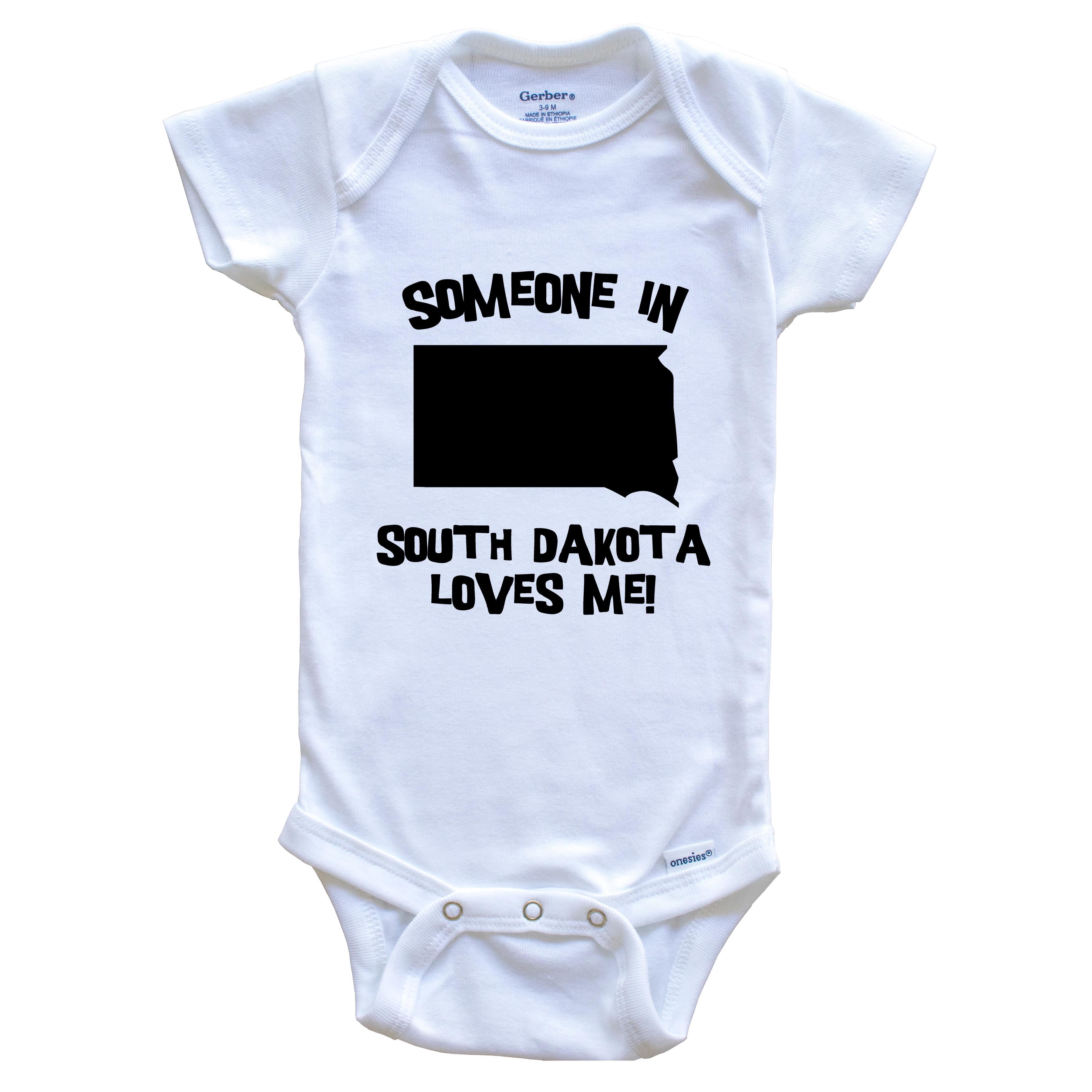 Someone In South Dakota Loves Me State Silhouette Cute Baby Bodysuit - One Piece Baby Bodysuit, 6-9 Months White