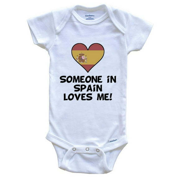 Someone In Spain Loves Me Spanish Flag Heart Baby Bodysuit, 0-3 Months White