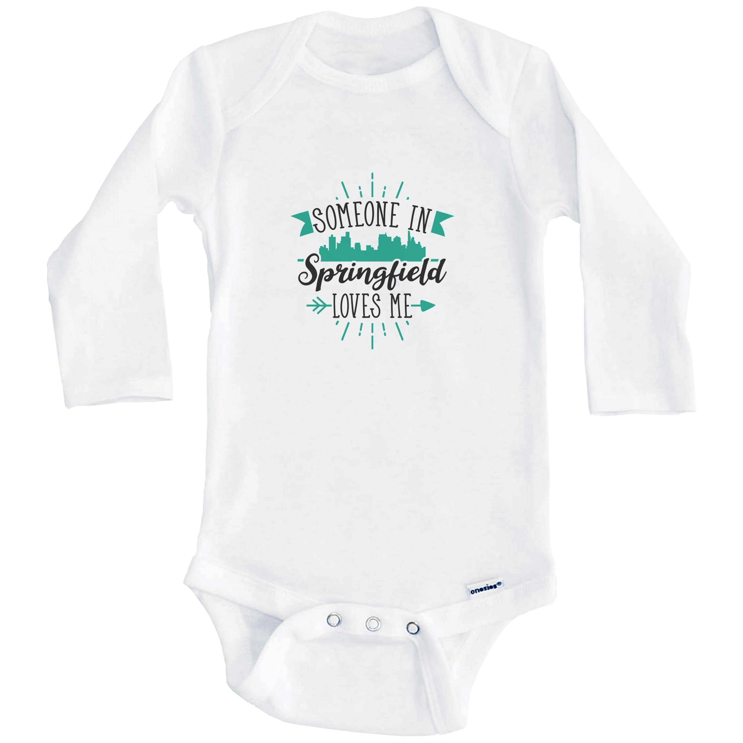 Someone In Springfield Loves Me Springfield IL Skyline One Piece Baby Bodysuit (Long Sleeve), 0-3 Months White