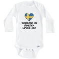 thumbnail image 1 of Someone In Sweden Loves Me Swedish Flag Heart One Piece Baby Bodysuit (Long Sleeve), 0-3 Months White, 1 of 1