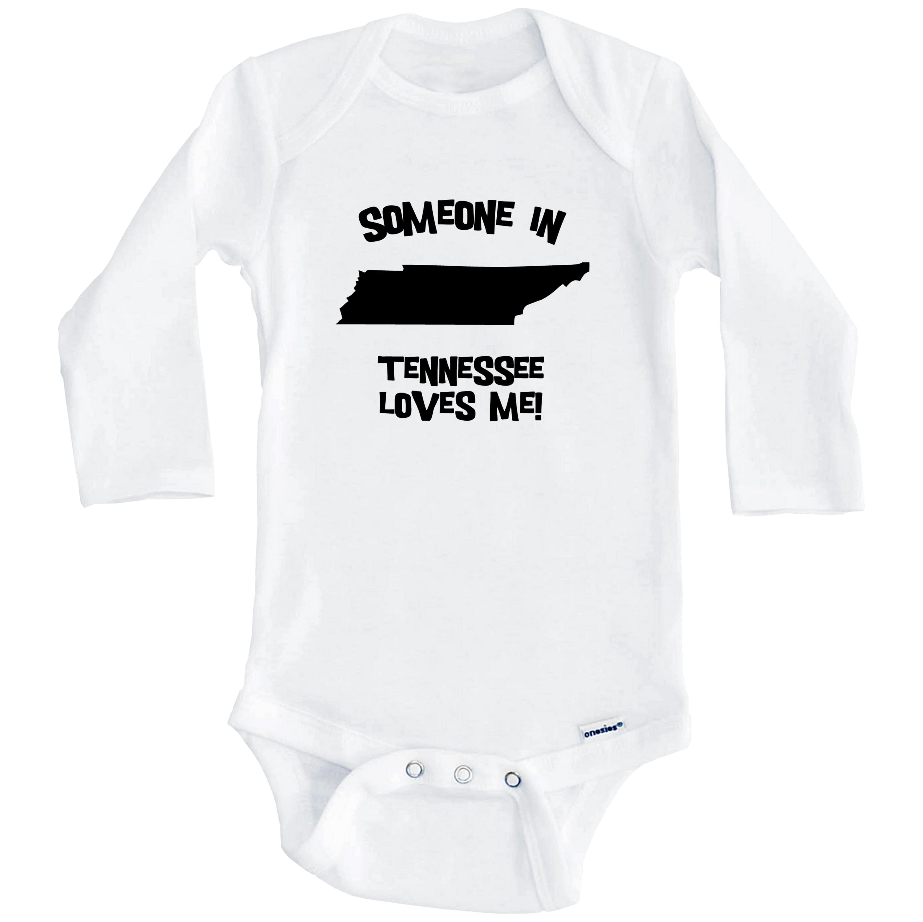 Someone In Tennessee Loves Me State Silhouette Cute One Piece Baby Bodysuit - One Piece Baby Bodysuit (Long Sleeve), 0-3 Months White