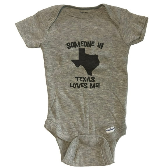 Someone In Texas Loves Me State Silhouette Cute Baby Bodysuit - One Piece Baby Bodysuit - Grey