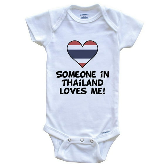 Someone In Thailand Loves Me Thai Flag Heart Baby Bodysuit, 0-3 Months White