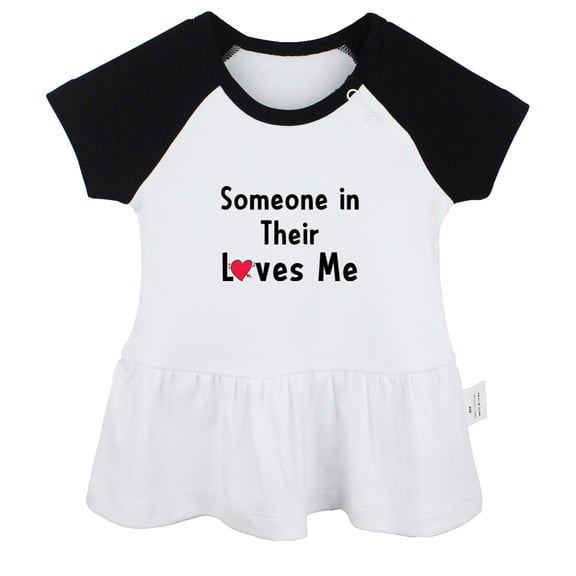 Someone In Their Loves Me Funny Dresses For Baby, Newborn Babies Skirts, Infant Princess Dress, 0-24M Kids Graphic Clothes (Black Raglan Dresses, 0-6 Months)