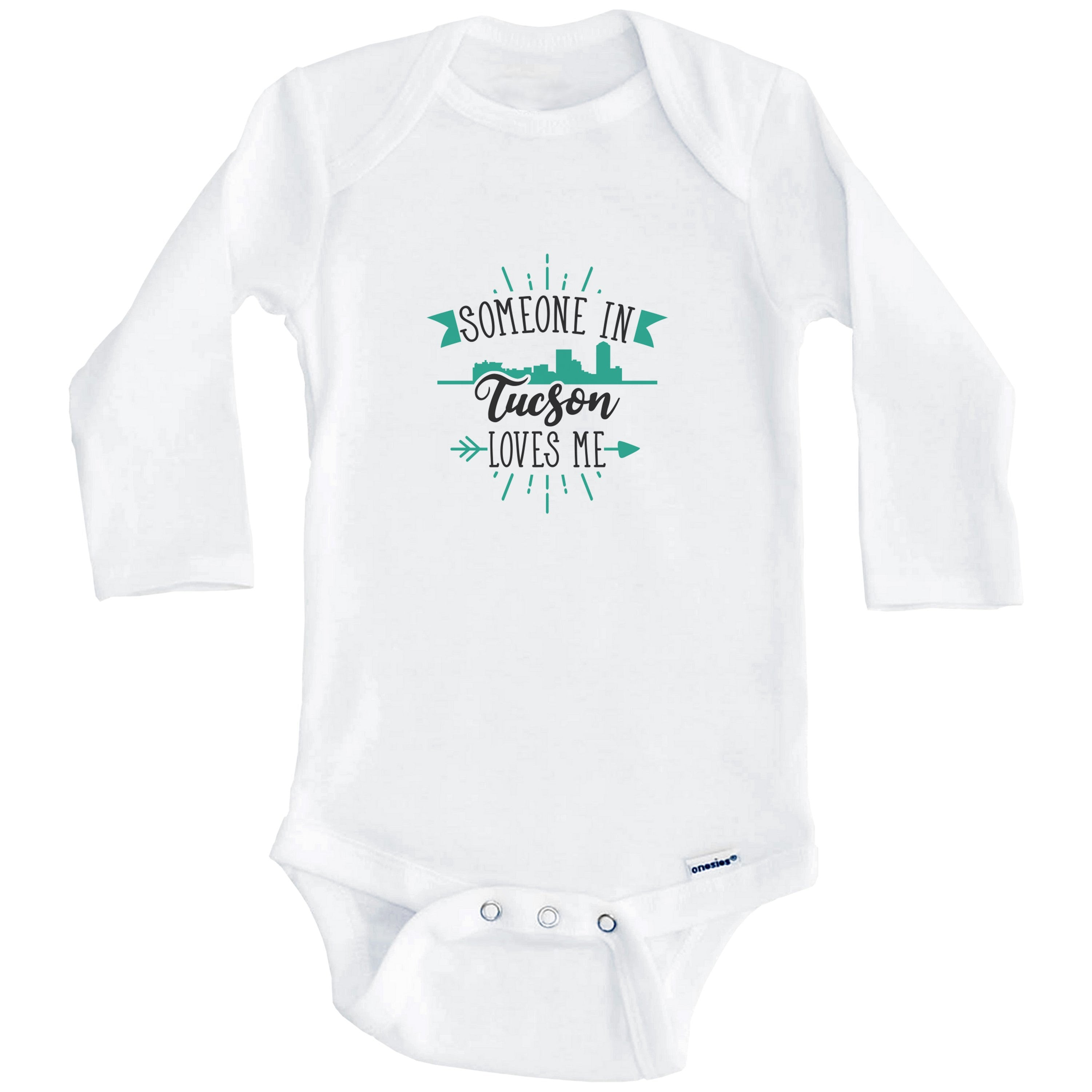 Someone In Tucson Loves Me Tucson AZ Skyline One Piece Baby Bodysuit (Long Sleeve), 3-6 Months White