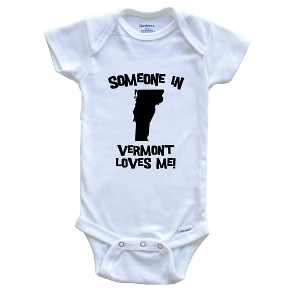 Someone In Vermont Loves Me State Silhouette Cute Baby Bodysuit - One Piece Baby Bodysuit, 0-3 Months White