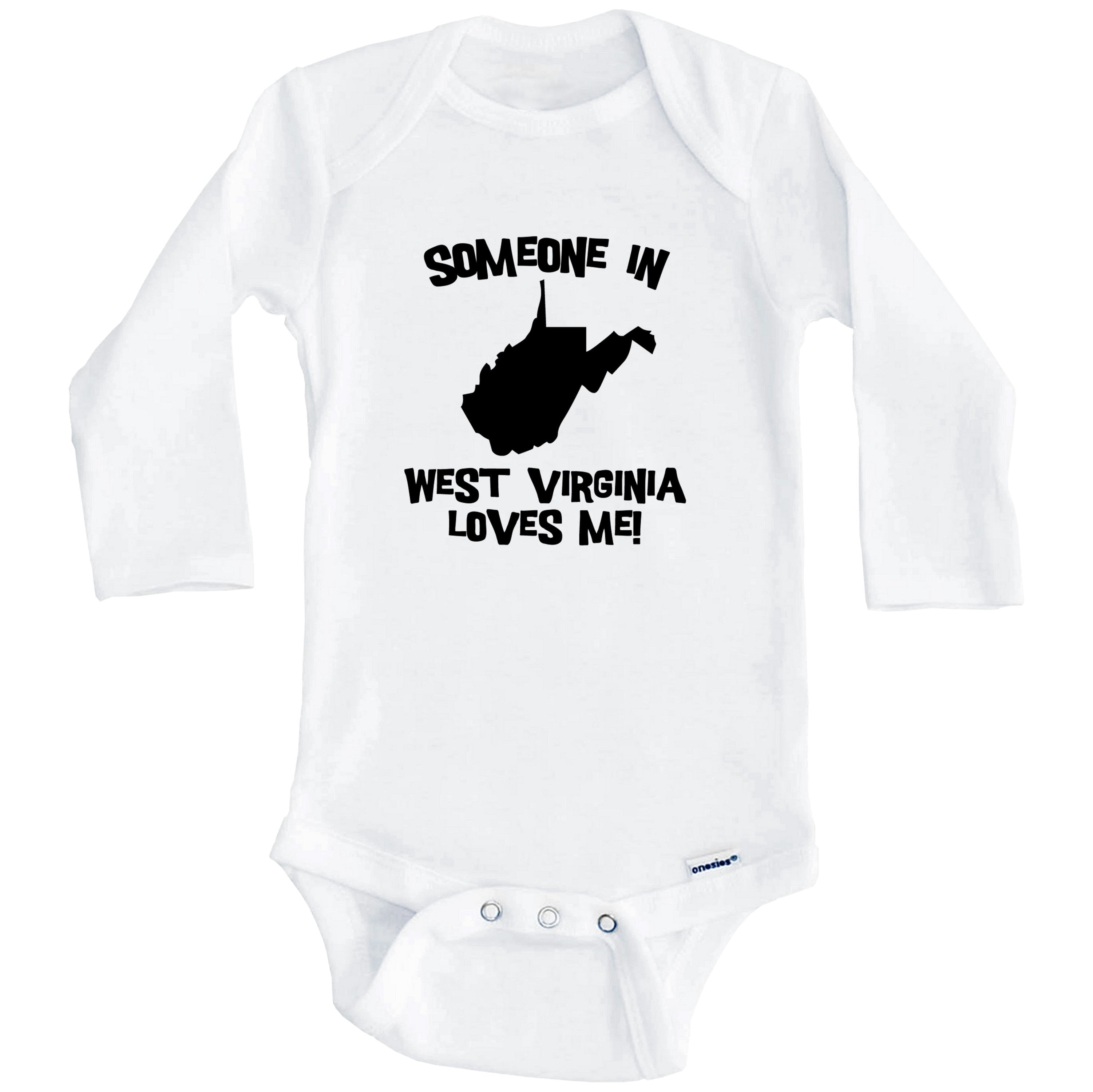 Someone In West Virginia Loves Me State Silhouette Cute One Piece Baby Bodysuit - One Piece Baby Bodysuit (Long Sleeve), 6-9 Months White