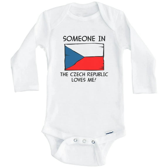 Someone In the Czech Republic Loves Me Czech Flag One Piece Baby Bodysuit (Long Sleeve), 3-6 Months White
