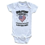 Someone In the United States Loves Me American Flag Heart Baby Bodysuit