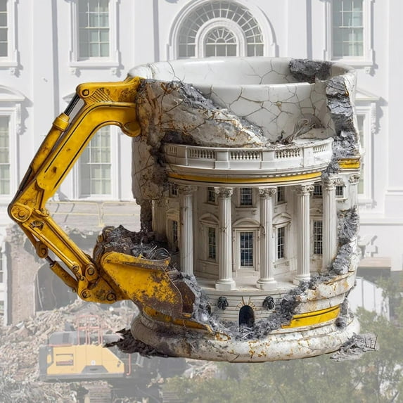 Someone Lied Demolition Mug, 3D Building Print Excavator Shape, Demolition, East Wing Ceramic Coffee Mug, Funny Tea Mugs Milk Cup with Handle Sarcastic Coffee Cup Home Decor (1 Pc)