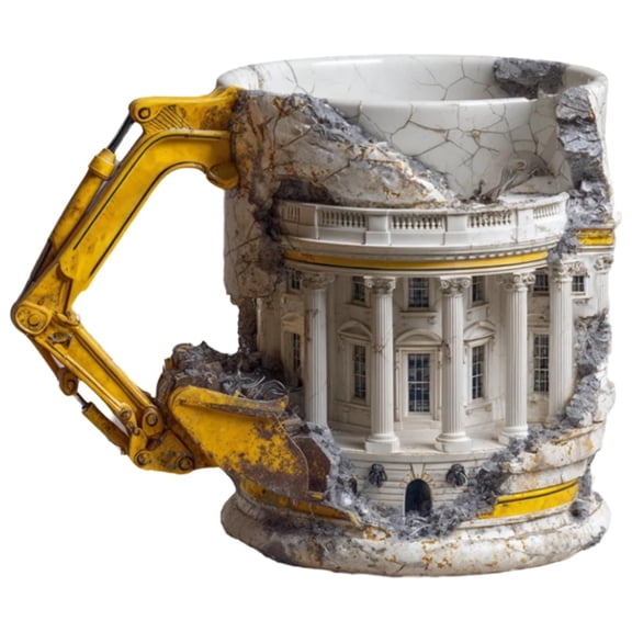 Someone Lied Demolition Mug, 3D Excavator Shape Ceramic Coffee Cup With Handle - Sarcastic Construction Themed Design With 3D Artwork, Microwave & Dishwasher Safe, Ergonomic