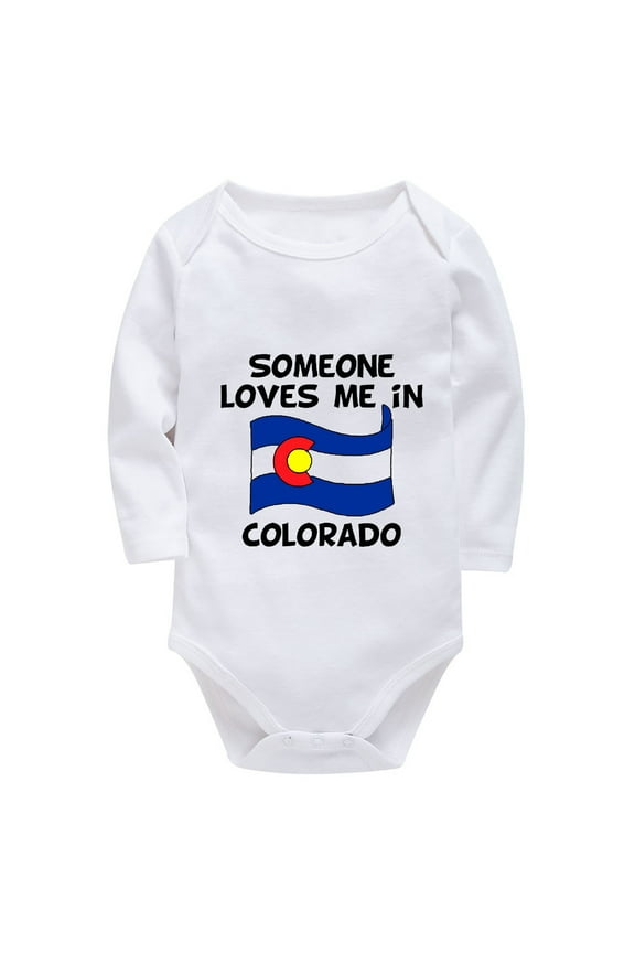 Someone Loves Me In Colorado Newborn Boy Take Home Outfit Long Sleeve Boy Newborn Clothes White Baby Boy Outfit 0-3 Months