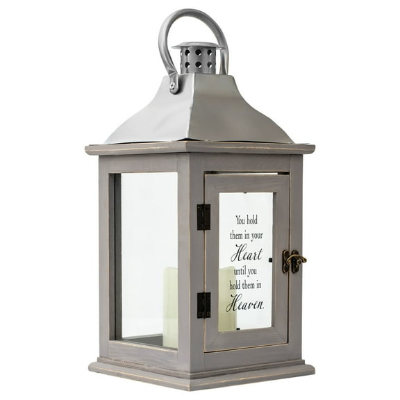 Someone Special Distressed Grey 9.5 x 5.5 Wood And Glass Decorative Candle Lantern