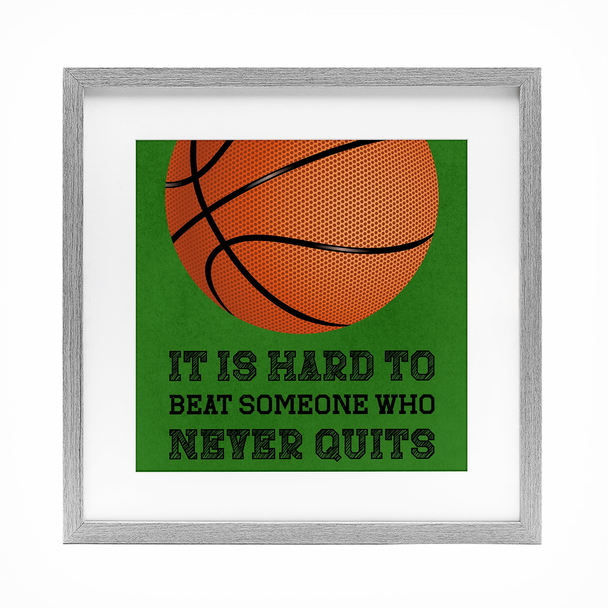 Someone Who Never Quits Gray Framed Print Under Glass, design by Marcus Prime