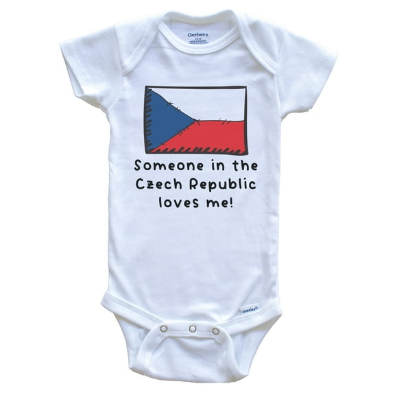 Someone in Czech Republic Loves Me Czech Flag Cute Baby Bodysuit