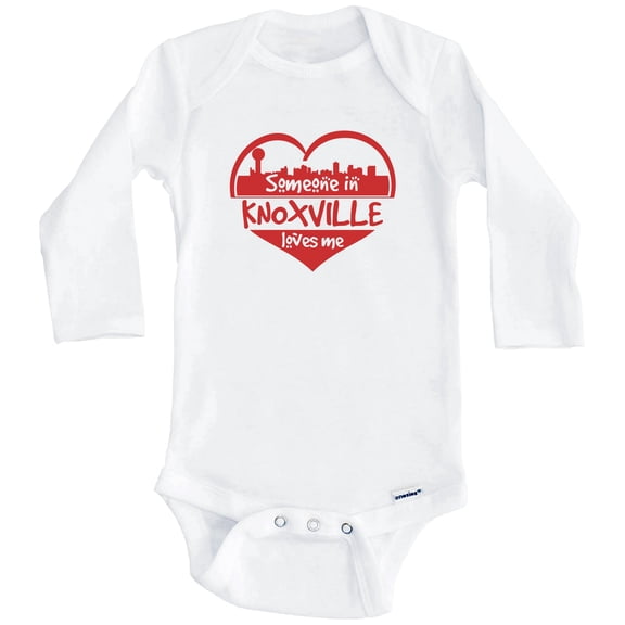Someone in Knoxville Loves Me Knoxville Tennessee Skyline Heart One Piece Baby Bodysuit (Long Sleeve), 3-6 Months White