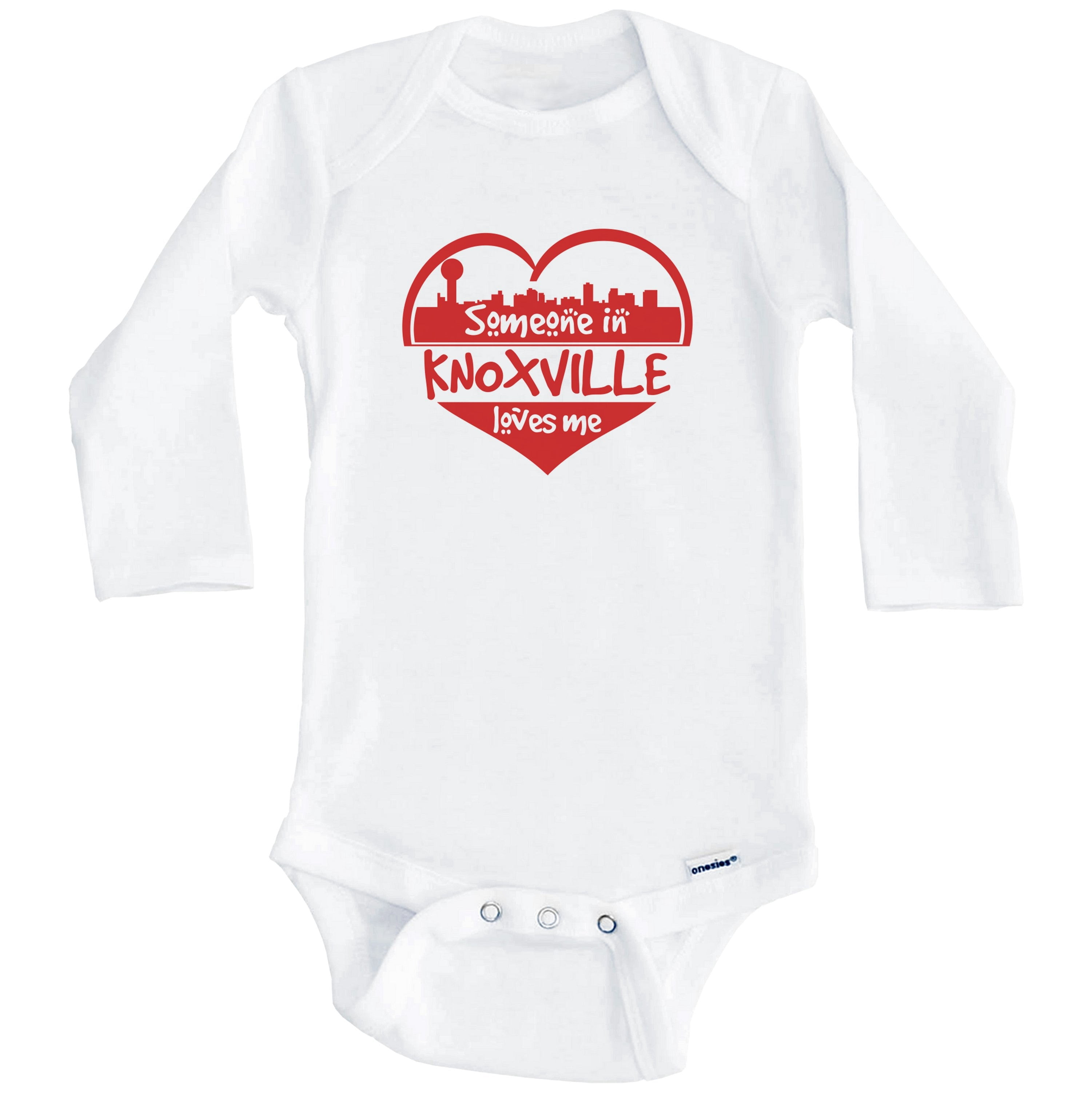 Someone in Knoxville Loves Me Knoxville Tennessee Skyline Heart One Piece Baby Bodysuit (Long Sleeve), 6-9 Months White