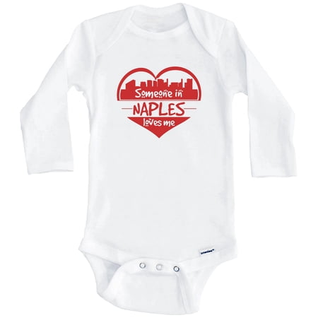 Someone in Naples Loves Me Naples Florida Skyline Heart One Piece Baby Bodysuit (Long Sleeve), 0-3 Months White