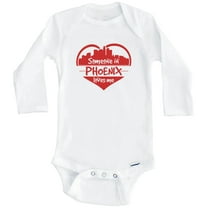 Someone in Phoenix Loves Me Phoenix Arizona Skyline Heart One Piece Baby Bodysuit (Long Sleeve), 0-3 Months White