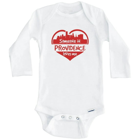 Someone in Providence Loves Me Providence Rhode Island Skyline Heart One Piece Baby Bodysuit (Long Sleeve), 0-3 Months White