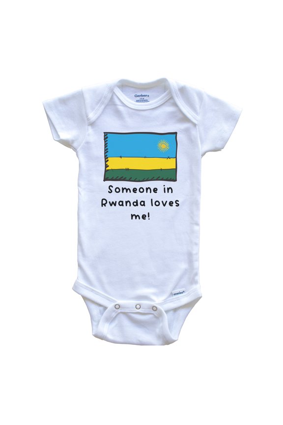 Someone in Rwanda Loves Me Rwandan Flag Cute Baby Bodysuit