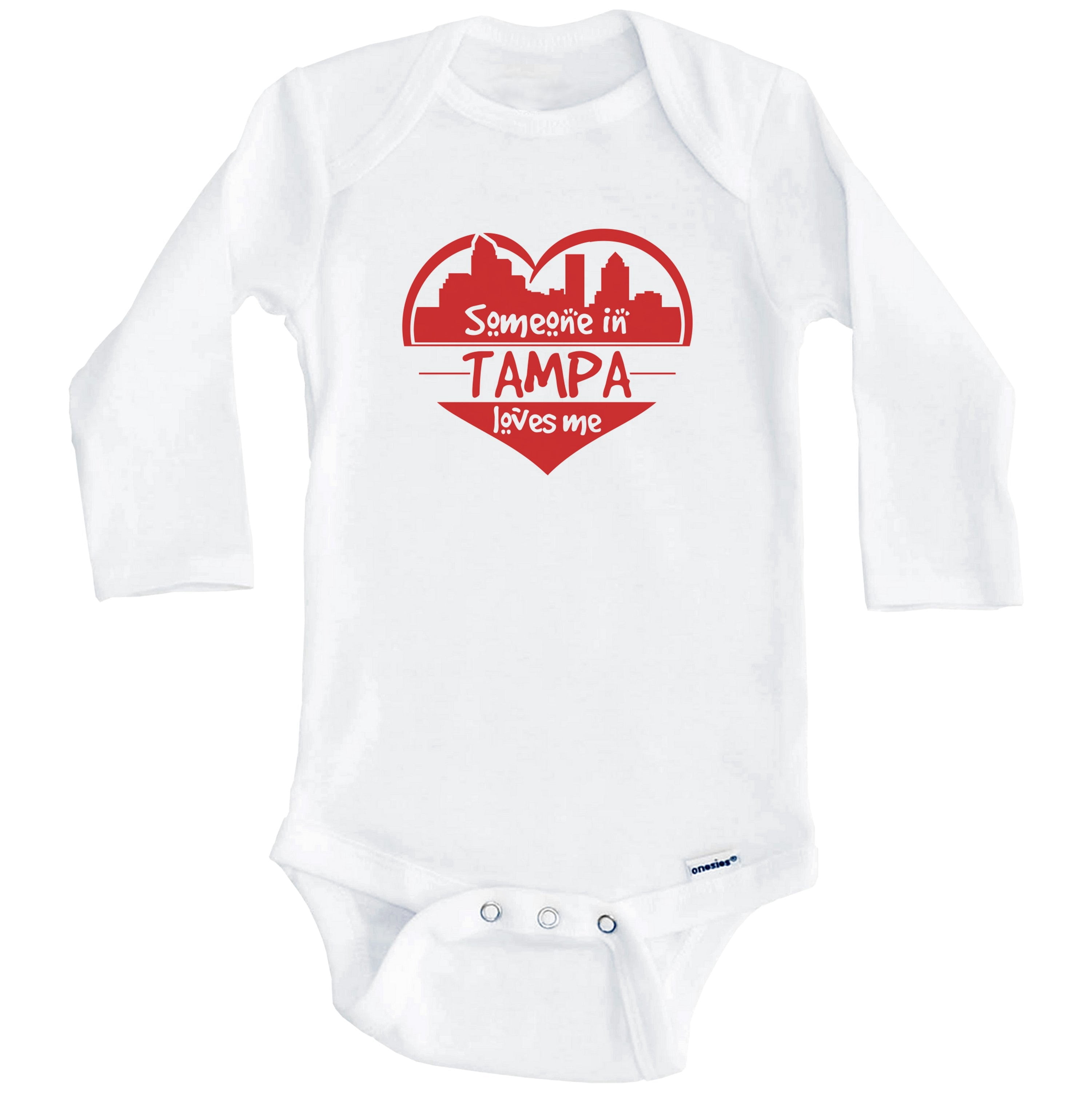 Someone in Tampa Loves Me Tampa Florida Skyline Heart One Piece Baby Bodysuit (Long Sleeve), 0-3 Months White