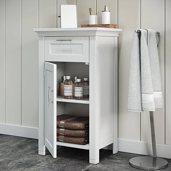 Somerset 16 in. W x 30 in. H x 12 in. D White Linen Cabinet with Bathroom and Laundry Storage, Drawer and Shelf