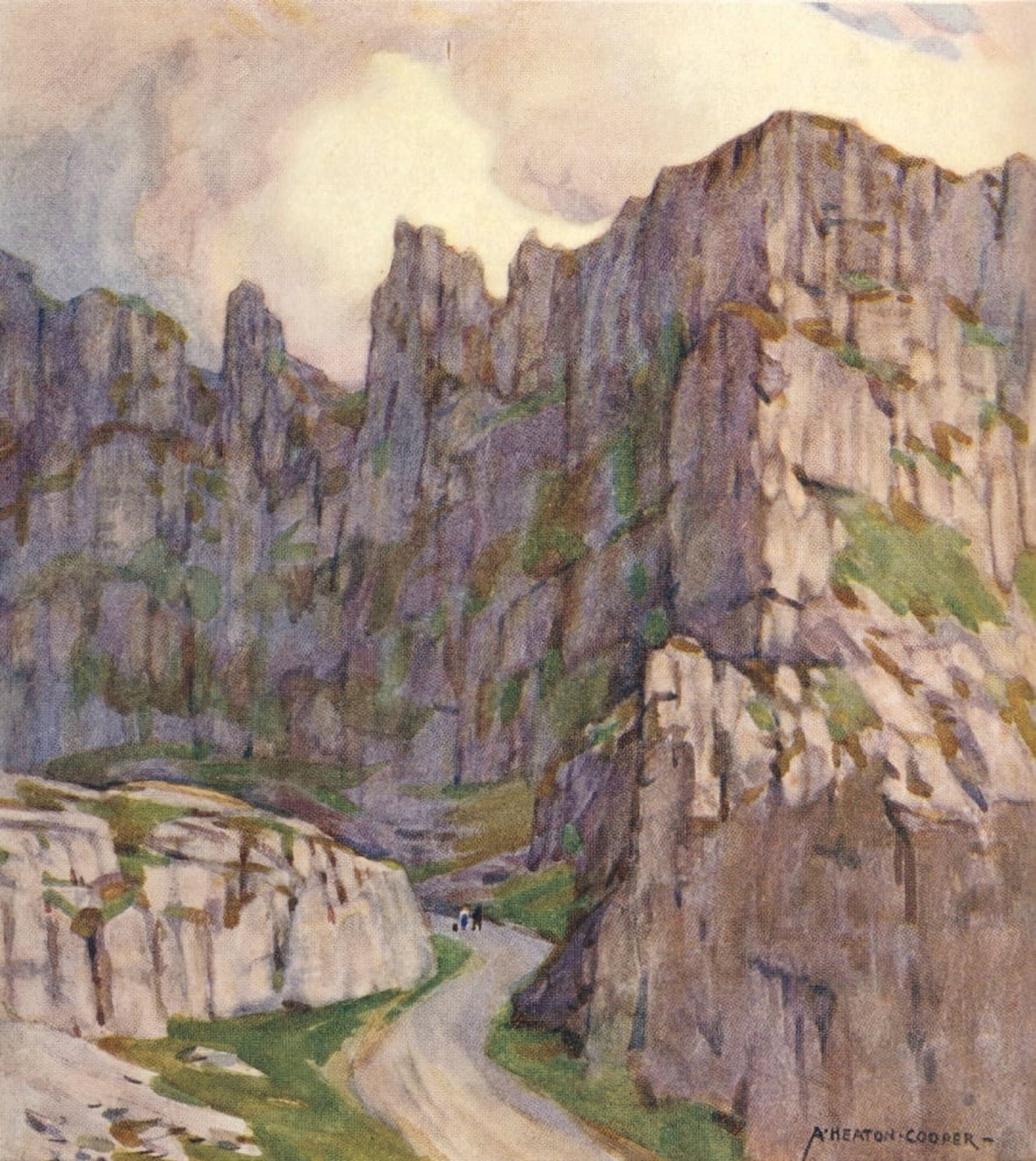 Somerset 1927 Cheddar Gorge Canvas Art - Alfred Heaton Cooper (18 x 24)