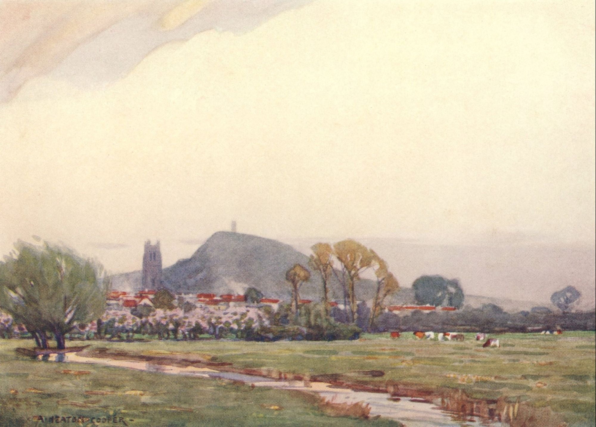 Somerset 1927 Isle of Avalon & Glastonbury Tor Canvas Art - Alfred Heaton Cooper (18 x 24)
